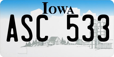 IA license plate ASC533