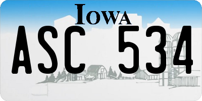 IA license plate ASC534