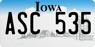 IA license plate ASC535