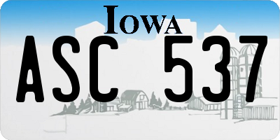 IA license plate ASC537