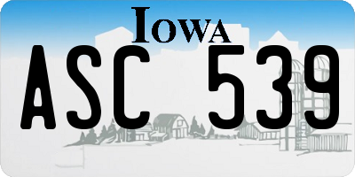 IA license plate ASC539