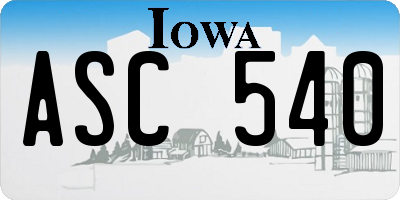 IA license plate ASC540