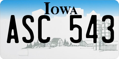 IA license plate ASC543