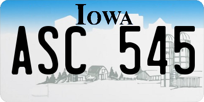 IA license plate ASC545