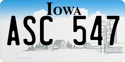 IA license plate ASC547