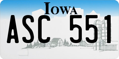 IA license plate ASC551