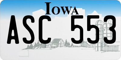 IA license plate ASC553