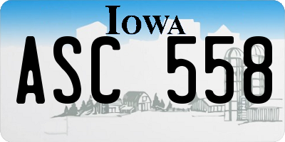 IA license plate ASC558