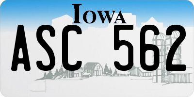 IA license plate ASC562