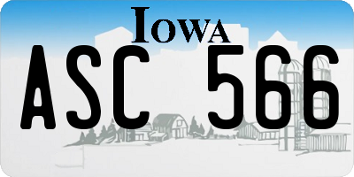 IA license plate ASC566