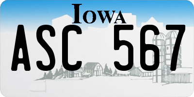 IA license plate ASC567