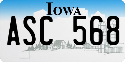 IA license plate ASC568