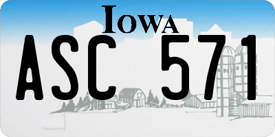 IA license plate ASC571