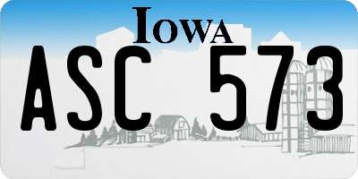 IA license plate ASC573