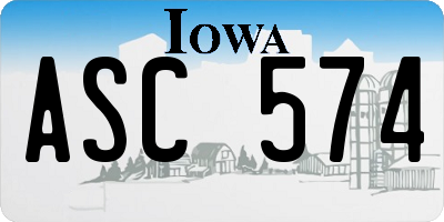 IA license plate ASC574