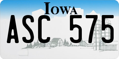 IA license plate ASC575