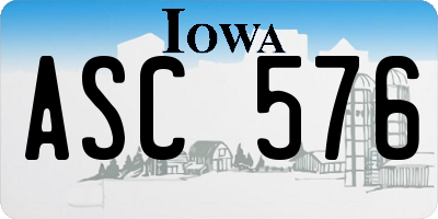 IA license plate ASC576
