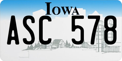 IA license plate ASC578