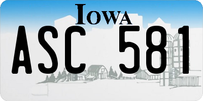 IA license plate ASC581