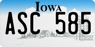 IA license plate ASC585