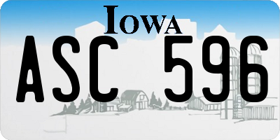 IA license plate ASC596