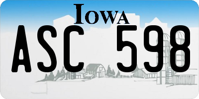 IA license plate ASC598