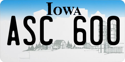 IA license plate ASC600