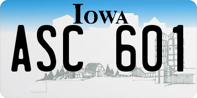 IA license plate ASC601