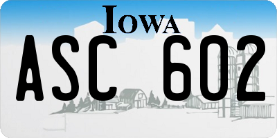 IA license plate ASC602