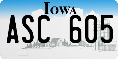 IA license plate ASC605