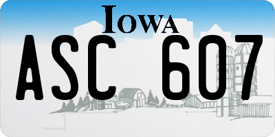 IA license plate ASC607