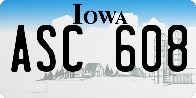 IA license plate ASC608