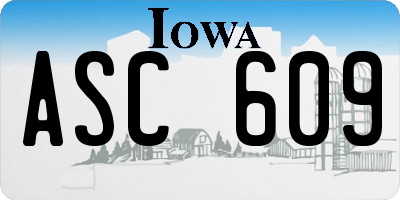 IA license plate ASC609