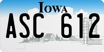IA license plate ASC612