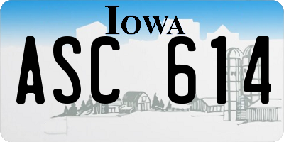 IA license plate ASC614