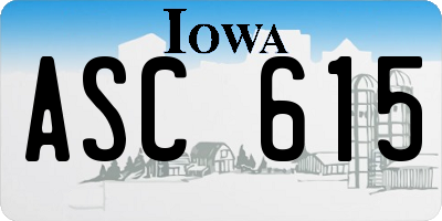 IA license plate ASC615