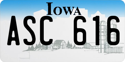 IA license plate ASC616