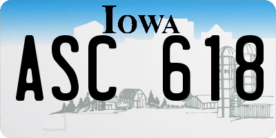 IA license plate ASC618