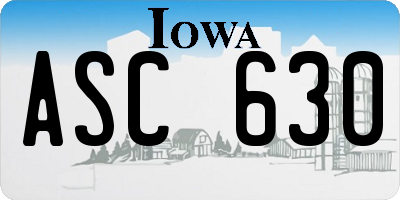 IA license plate ASC630