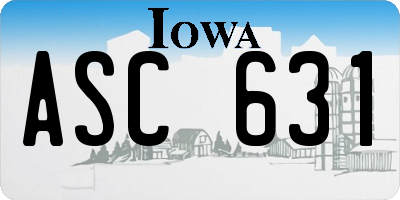 IA license plate ASC631
