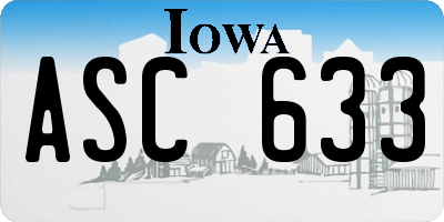 IA license plate ASC633