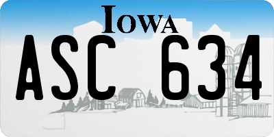 IA license plate ASC634
