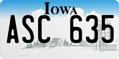 IA license plate ASC635