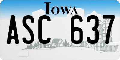 IA license plate ASC637