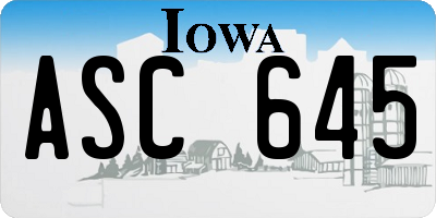 IA license plate ASC645