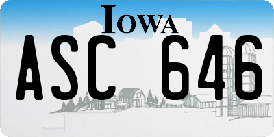 IA license plate ASC646