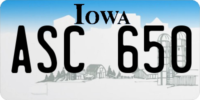 IA license plate ASC650