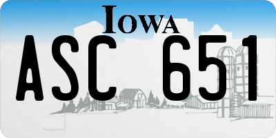 IA license plate ASC651