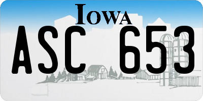 IA license plate ASC653
