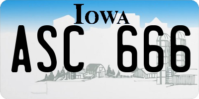 IA license plate ASC666